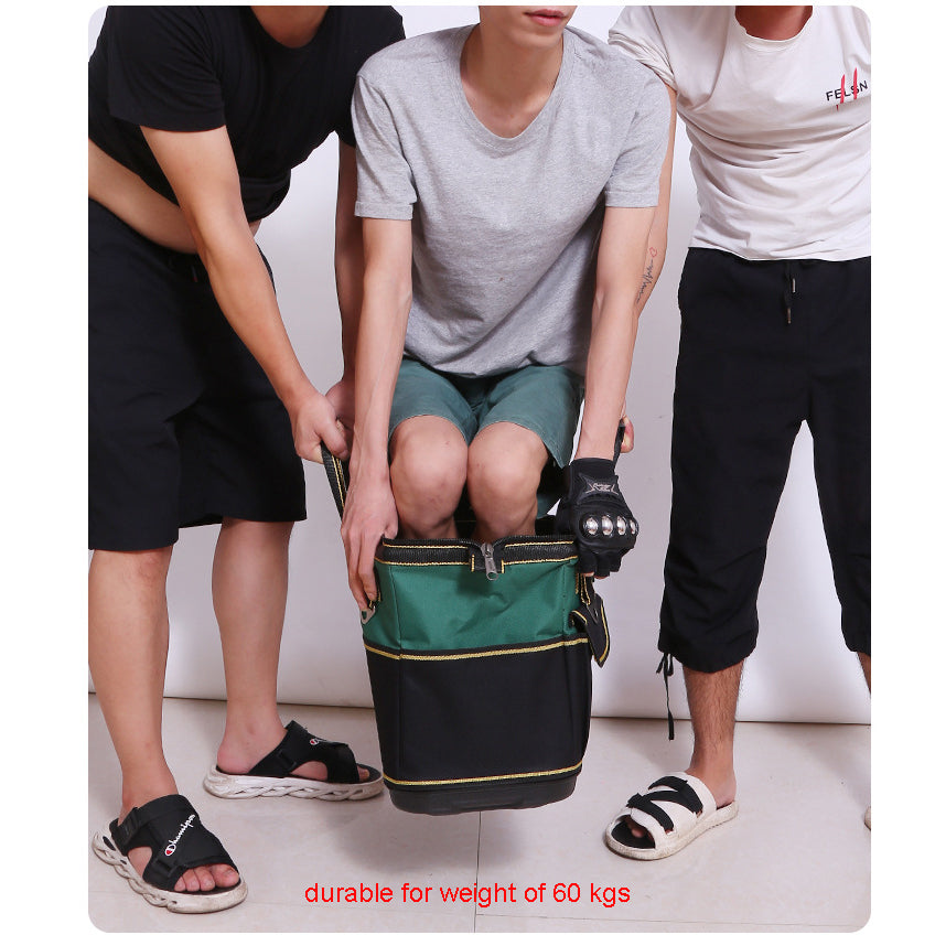 13.7in, 16in, 19.3in Close Top Wide Mouth Tool Storage Bag with Water Proof Hard Plastic Base (Bag only, No Tools)