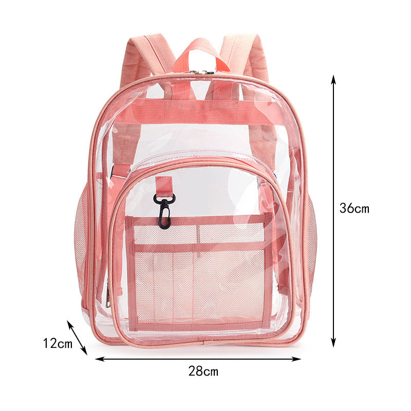 Popular Fashionable Bookbag, School Bag, Travel Bag, PVC Bag See Through Bag Clear Bag Stadium Approved, Transparent See Through Clear Backpack, School Bag for Work, Sports Games