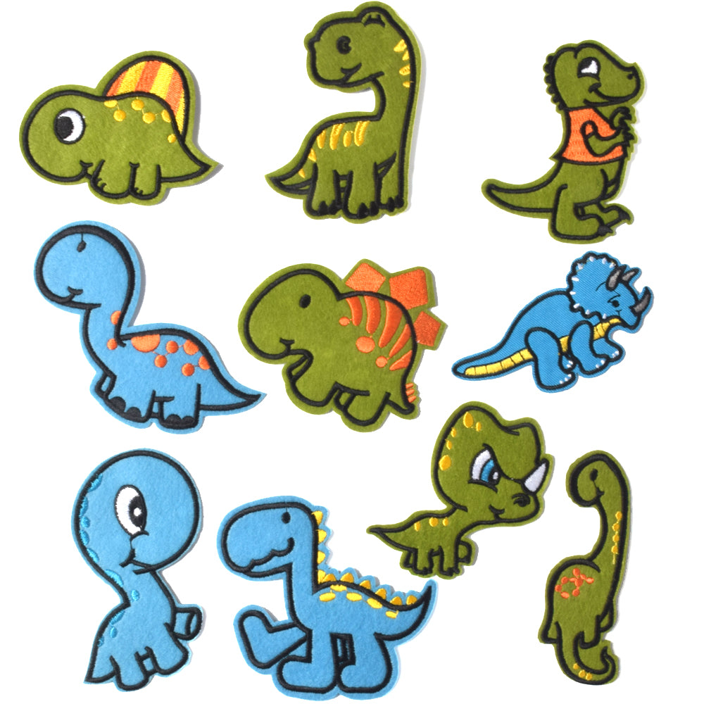 Embroidered Iron on Patches, Cute Sewing Applique for Clothes Dress, 10PCS Dinosaurs
