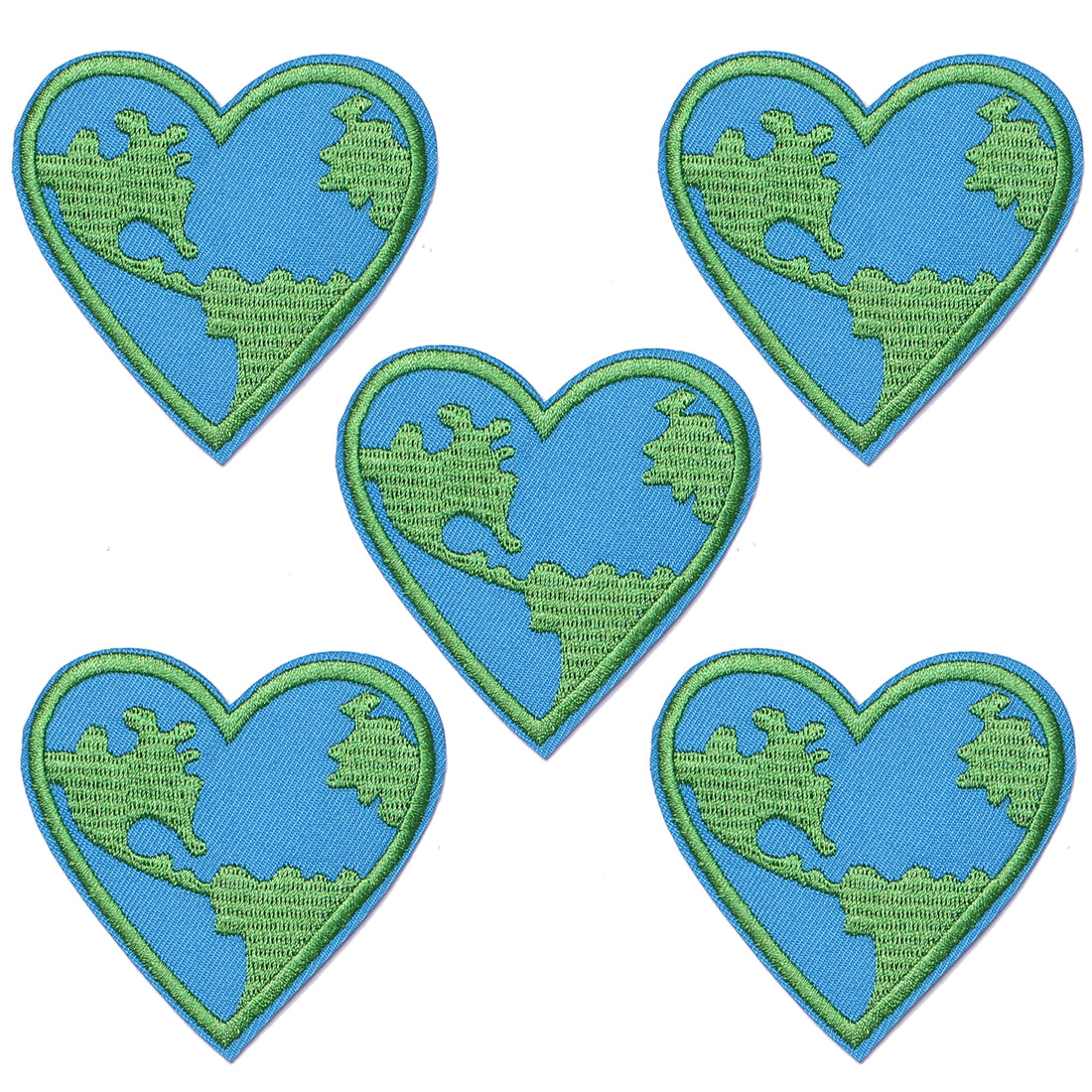 5Pcs Love The Earth Planet Heart Save Nature Save Logo Embroidered Iron on Patch for Clothes, Iron-on Patches / Sew-on Appliques Patches for Clothing, Jackets, Backpacks, Caps, Jeans