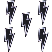 5Pcs Black Lightning Embroidered Iron on Patch for Clothes, Iron-on Patches / Sew-on Appliques Patches for Clothing, Jackets, Backpacks, Caps, Jeans