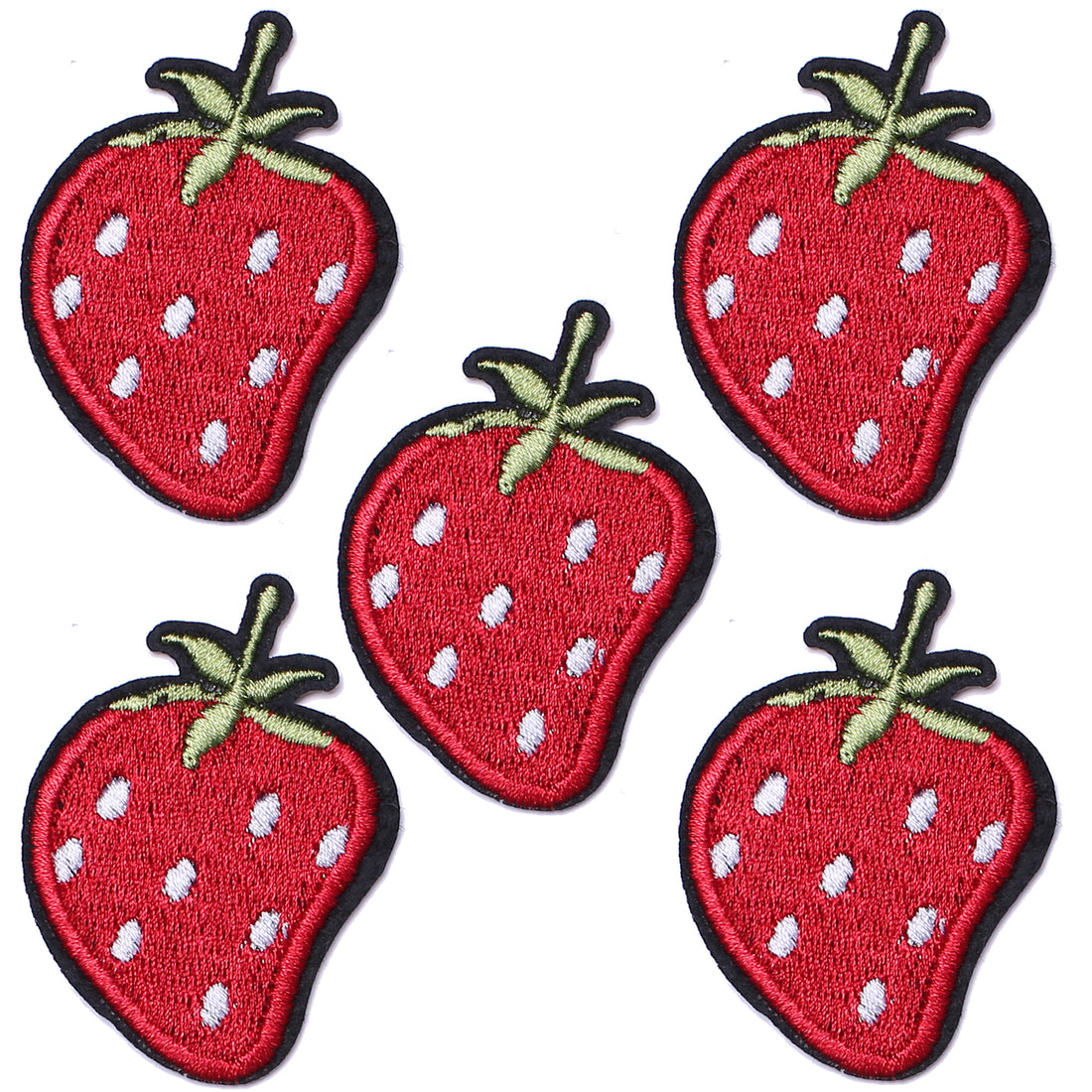5Pcs Cute Strawberry Embroidered Iron on Patch for Clothes, Iron-on Patches / Sew-on Appliques Patches for Clothing, Jackets, Backpacks, Caps, Jeans