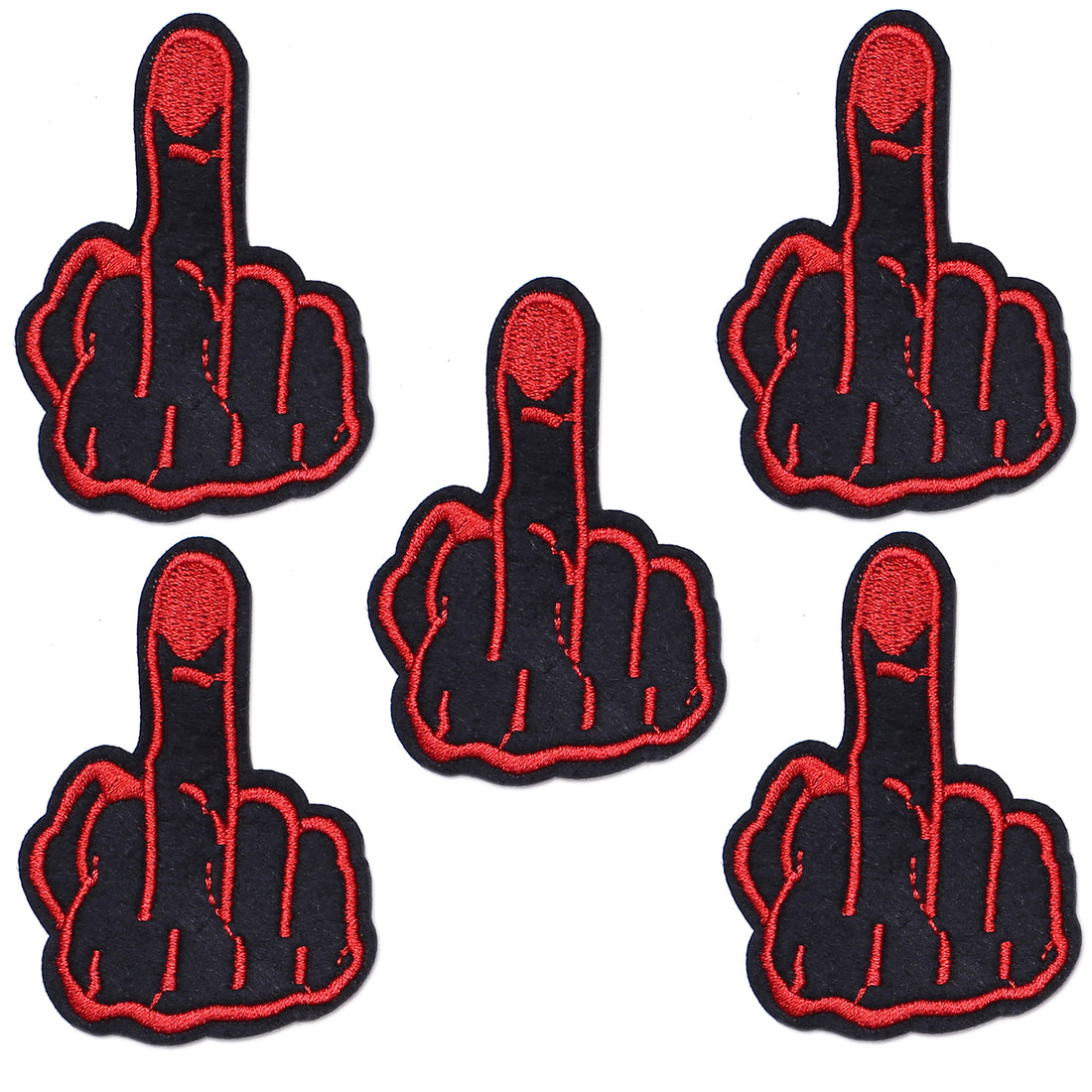 5Pcs Middle Finger Embroidered Iron on Patch for Clothes, Iron-on Patches / Sew-on Appliques Patches for Clothing, Jackets, Backpacks, Caps, Jeans