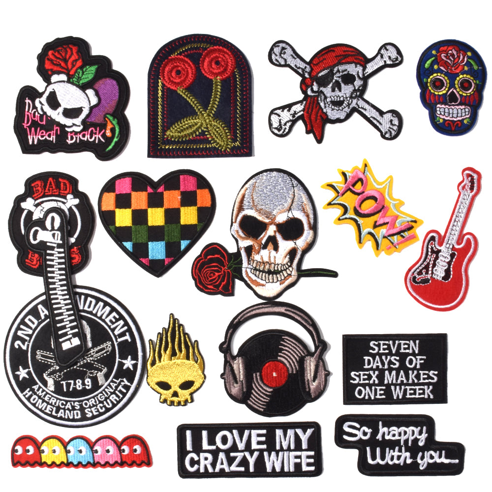 Embroidered Iron on Patches, Cute Sewing Appliques for Jackets, Hats, Backpacks, Jeans, DIY Accessories, Music 18pcs