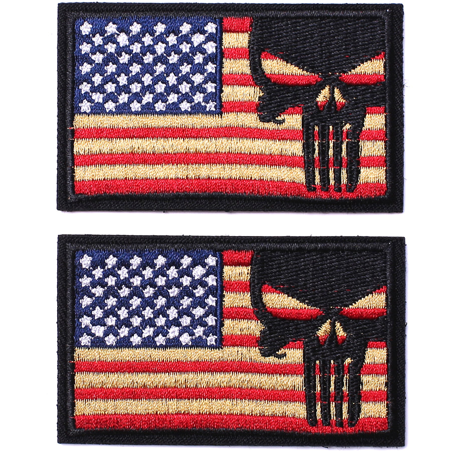 Bluyellow 2-Piece Red Dead Skull Patch, Embroidered Tactical Military Morale Velcro Patches with Hook and Loop Fasteners for Caps, Military Uniforms