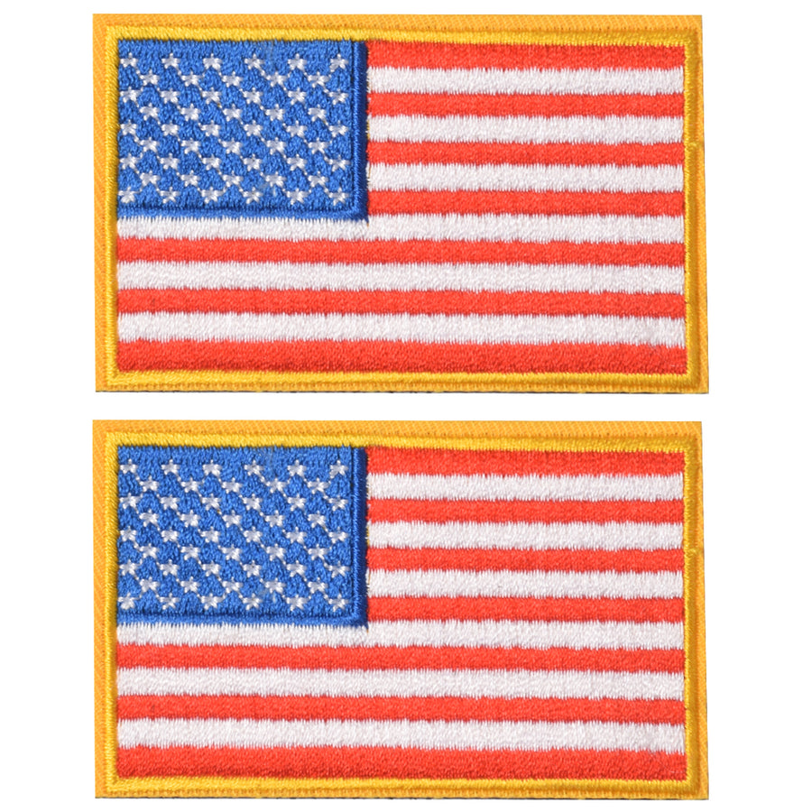 American Flag Embroidered Patch Gold Border USA United States of America Military Uniform Sew On Emblem