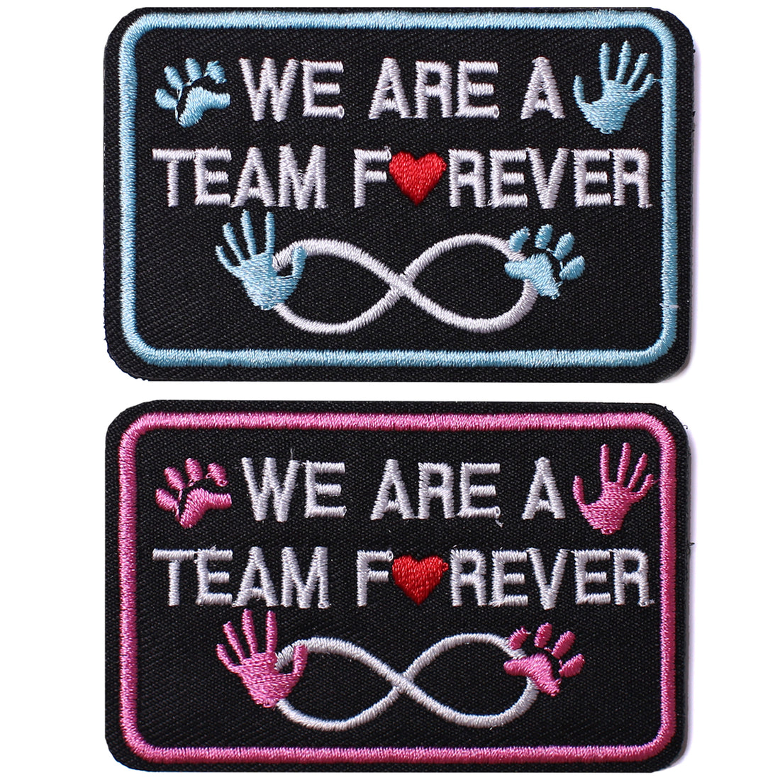 2Pcs Service Dog Patches, We Are A Team Forever, Embroidered Badge Fastener Hook & Loop Emblem