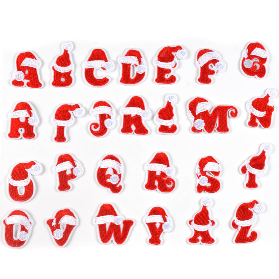 Iron on Sew on Letter Patches for Clothes, 26pcs Alphabet A to Z, Christmas
