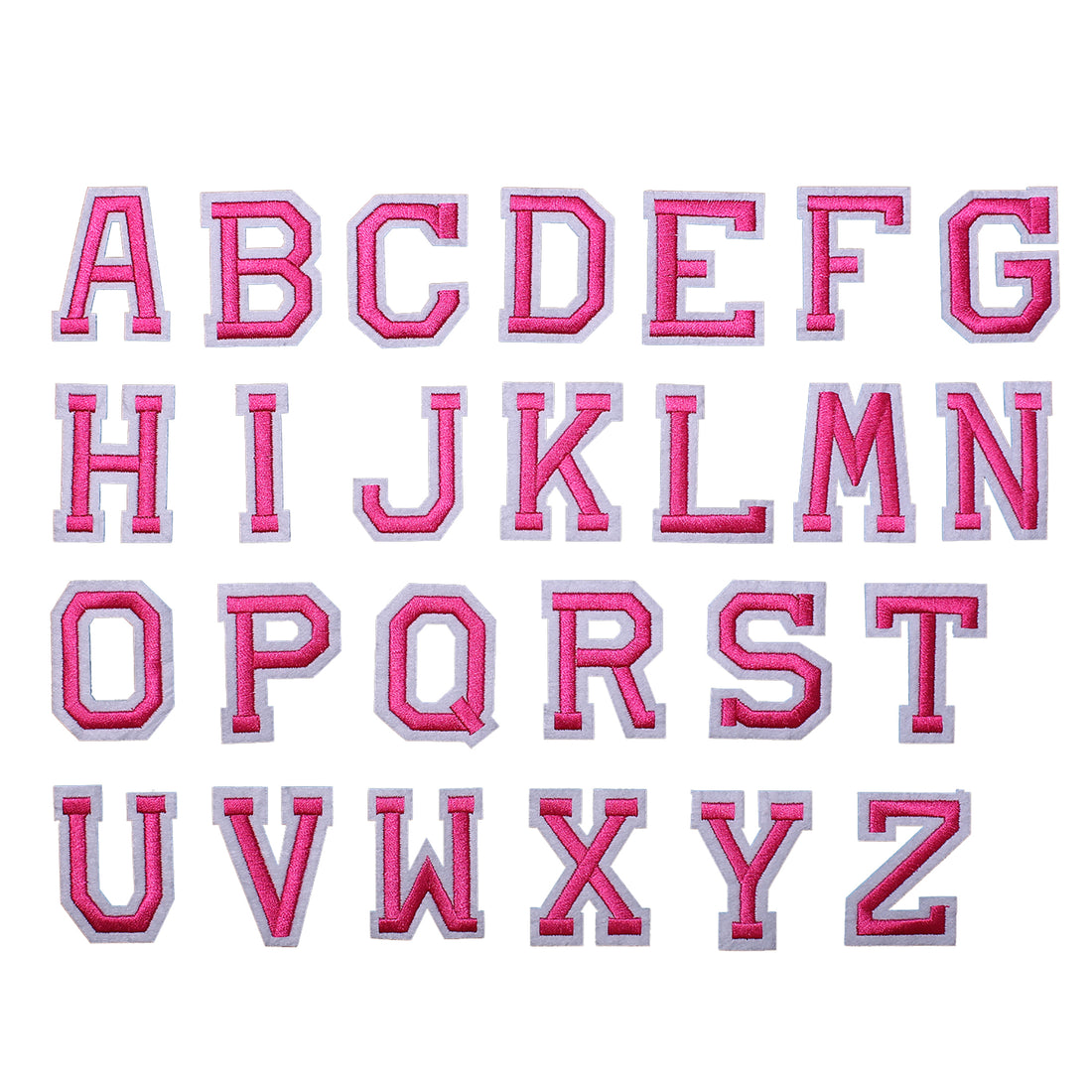 Iron on Sew on Letter Patches for Clothes, 26pcs Alphabet A to Z, Classic Pink