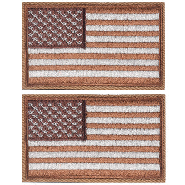 2 Pieces Tactical US American Flag Patch, Military USA United States of America Uniform Emblem Patches, Brown