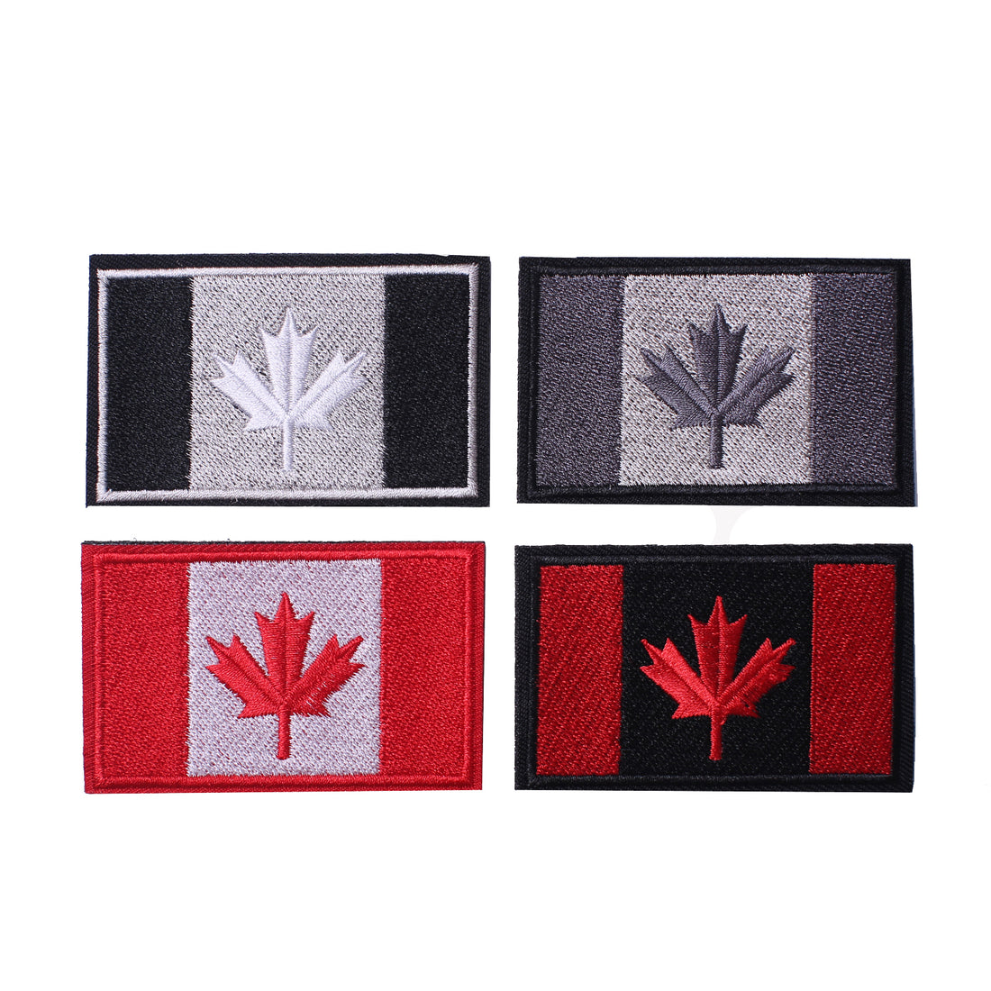 Canadian Flag Patches, Assorted Canada Maple Leaf 2x3 Inch Velcro Hook Loop Sticker Patch for Backpacks Hats Jackets, Set of 4