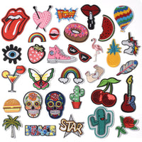 Embroidered Iron on Patches, Cute Sewing Applique for Clothes Dress, Assorted for Girls 32PCS