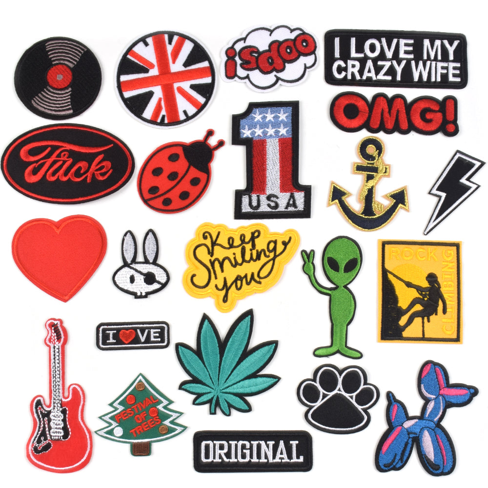 Cool Embroidered Iron on Patches, Cute Sewing Applique, Music Style 22PCS