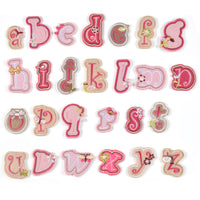 Iron on Sew on Letter Patches for Clothes, 26pcs Alphabet A to Z, Pink Sheep