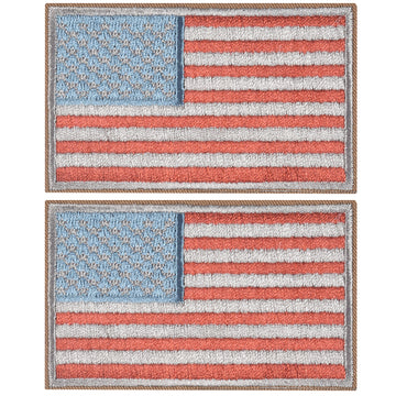 2 Pieces Tactical US American Flag Patch, Military USA United States of America Uniform Emblem Patches, Red & Blue