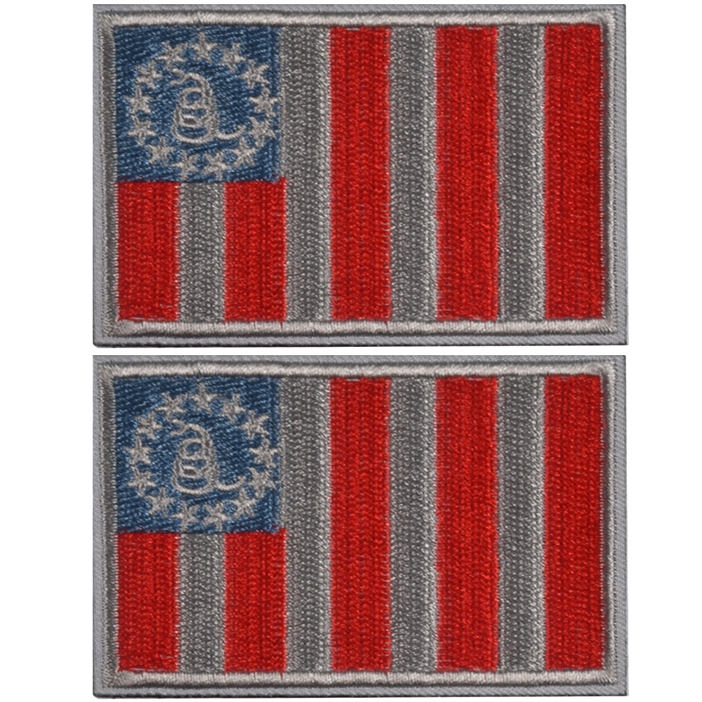 2 Pieces Sons Of Liberty/Gadsden Tactical Patch - Subdued Silver/Blue