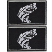 2Pcs Fishing Patches, Tactical Wildlife Largemouth Bass Patch, Black