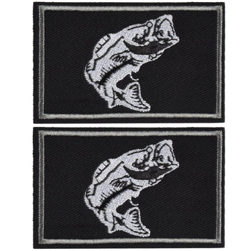 2Pcs Fishing Patches, Tactical Wildlife Largemouth Bass Patch, Black
