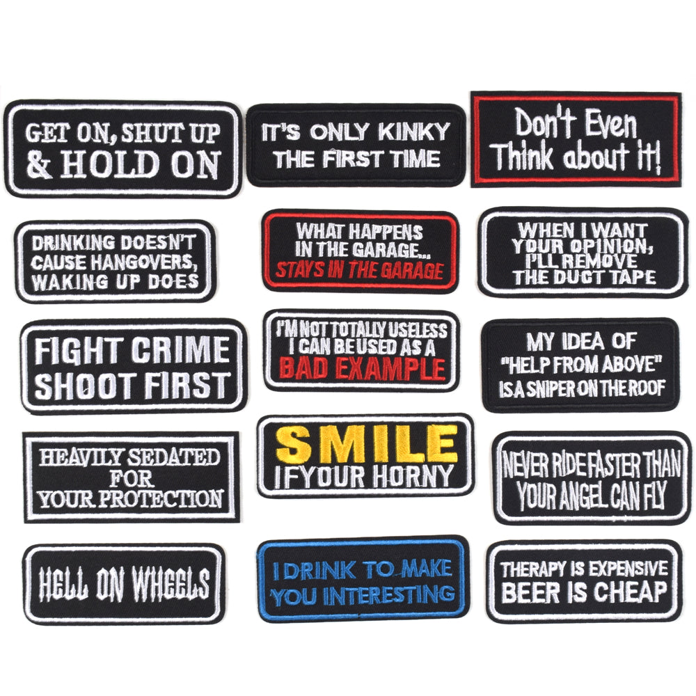 Words Slogan Cool Embroidered Iron on Patches, Cute Sewing