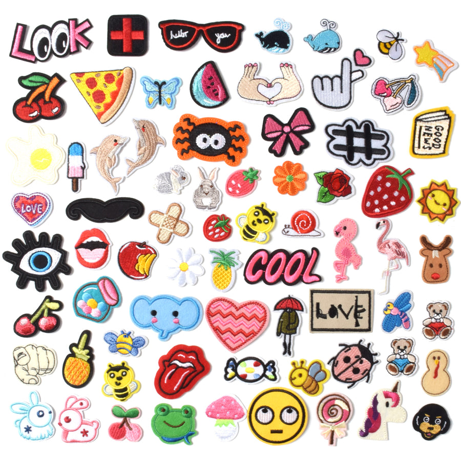 Embroidered Iron on Patches, Cute Sewing Applique for Jackets, Hats, Backpacks, Jeans, DIY Accessories, (70PCS)