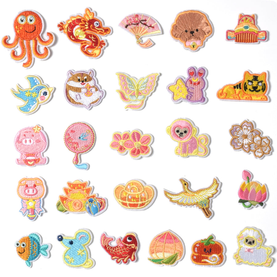 Embroidered Iron on Patches, Cute Sewing Applique for Clothes Dress, 26PCS Cartoon Animals