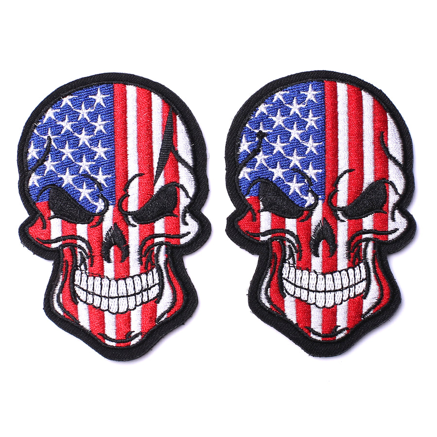 Tactical USA US American Flag Horror Scary Dead Skull Head Skeleton Patch Hook and Loop Embroidered Military Skull Sticker Patch for Biker Moto Jackets Jeans Jersey Pants -3.54x2.36"