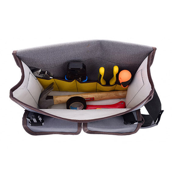 Heavy Duty Canvas Tool Bag with Shoulder Strap for Tool Storage, Can Fit Long Screwdrivers