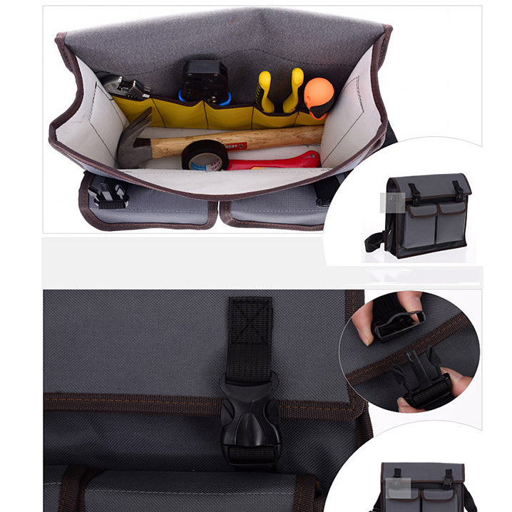 Heavy Duty Canvas Tool Bag with Shoulder Strap for Tool Storage, Can Fit Long Screwdrivers