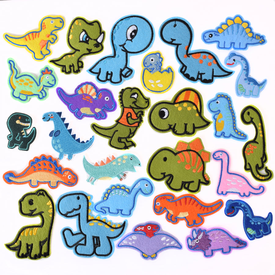 Set of 26 pcs Dinosaur Embroidered Iron on Patch for Clothes, Iron-on Patches / Sew-on Appliques Patches for Clothing, Jackets, Backpacks, Caps, Jeans