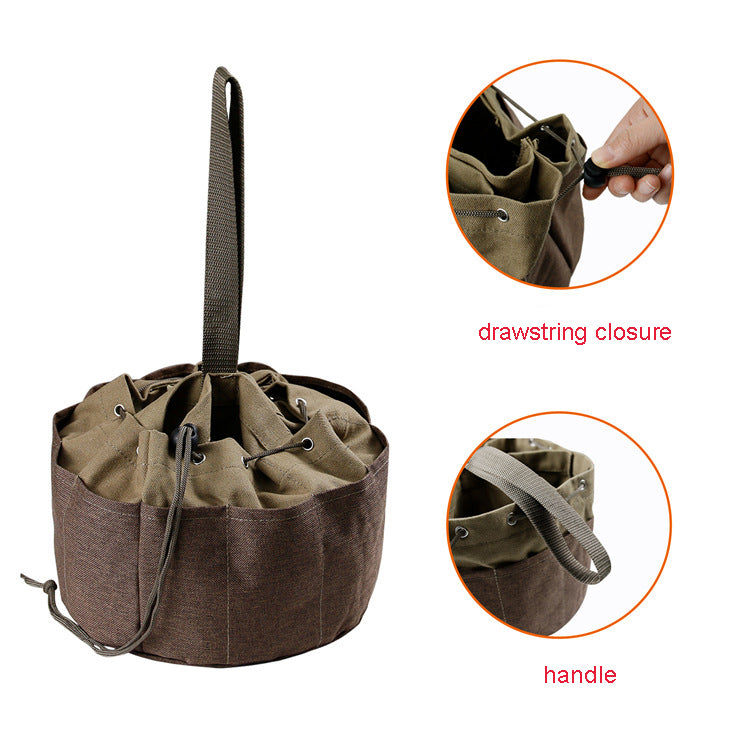 Garden Tool Bucket Bag -Garden Bags for Tools Gardening Organizer Tote for Women with Pockets Garden Caddy, Personalized Great Sturdy Canvas Tool Storage Set for Gardener (Bag Only/No Tools)