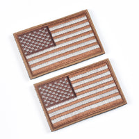 2 Pieces Tactical US American Flag Patch, Military USA United States of America Uniform Emblem Patches, Brown