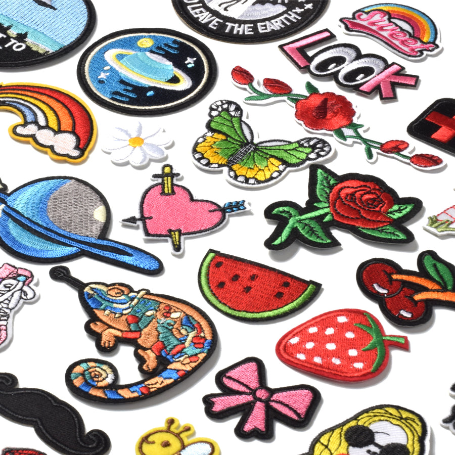 Embroidered Iron on Patches, Cute Sewing Applique for Jackets, Hats, Backpacks, Jeans, DIY Accessories, (42pcs)