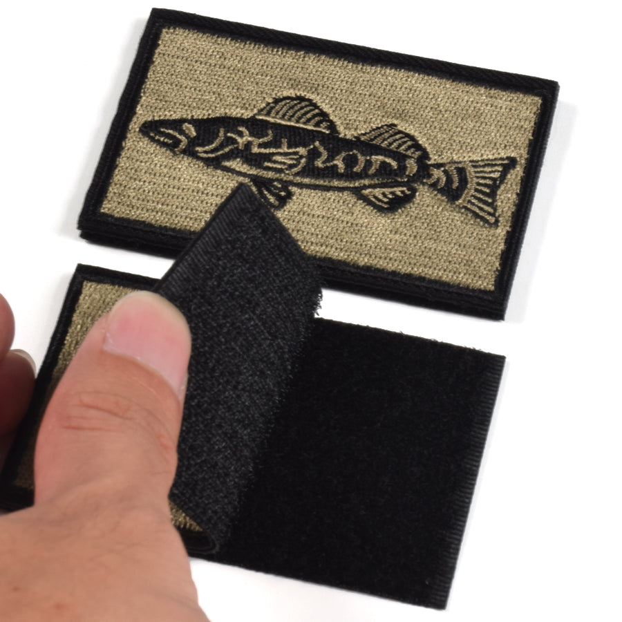 2Pcs Fishing Patches, Tactical Wildlife Walleye Patch, Coyote
