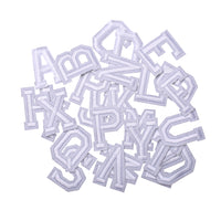 Iron on Sew on Letter Patches for Clothes, 26pcs Alphabet A to Z, Classic White