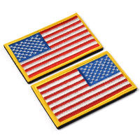 2 Pieces Tactical US American Flag Patch, Military USA United States of America Uniform Emblem Patches, Multitan-Reverse Gold Border
