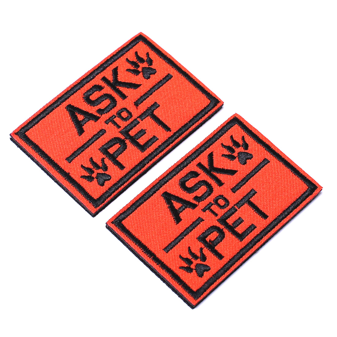 2 Pack Ask to Pet Dog Patches, Tags for Hook and Loop Patches Vests and Harnesses for Dogs, Orange
