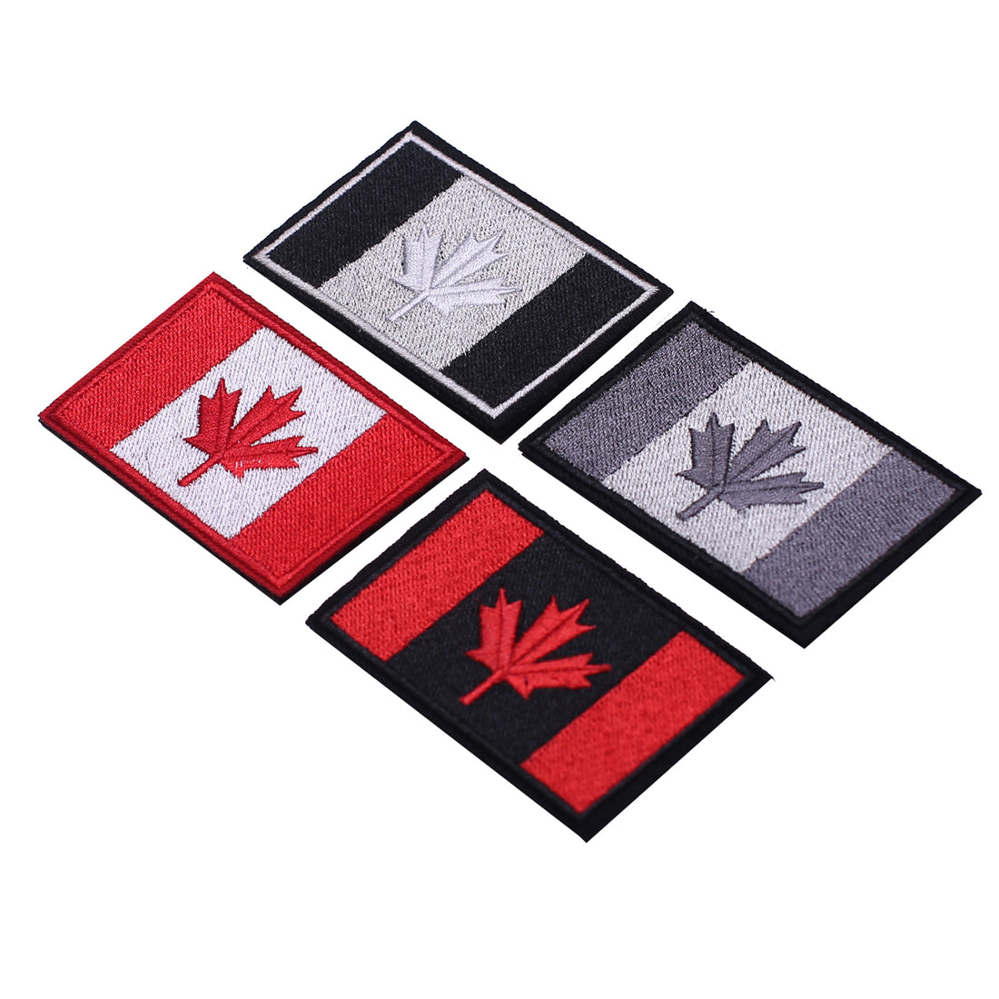 Canadian Flag Patches, Assorted Canada Maple Leaf 2x3 Inch Velcro Hook Loop Sticker Patch for Backpacks Hats Jackets, Set of 4