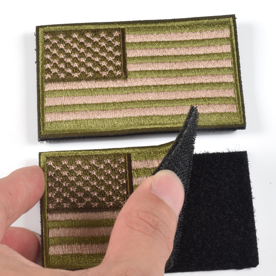 2 Pieces Tactical US American Flag Patch, Military USA United States of America Uniform Emblem Patches, Green