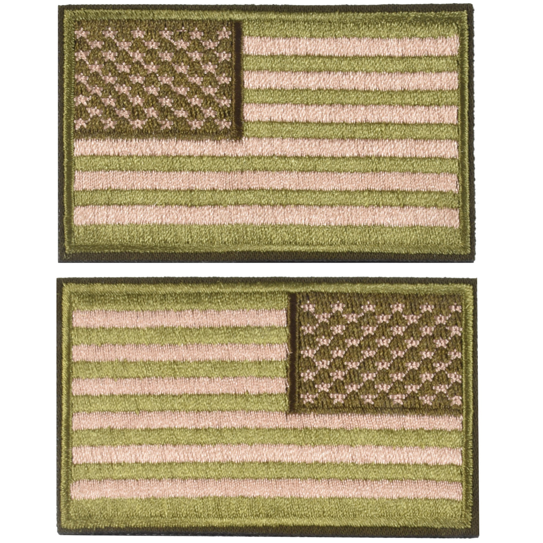 2 Pieces Tactical US American Flag Patch, Military USA United States of America Uniform Emblem Patches, Multitan-Reverse Green