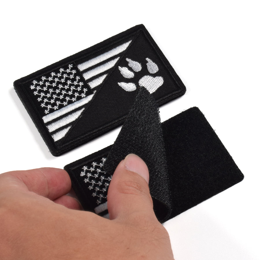 2Pcs Tactical US Flag with Tracker Paw Patriot Patches, Milltary Embroidered Applique Morale Hook & Loop Patch