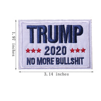 Trump 2020 White No More BS MAGA, Hook & Loop Patch 2 PCS