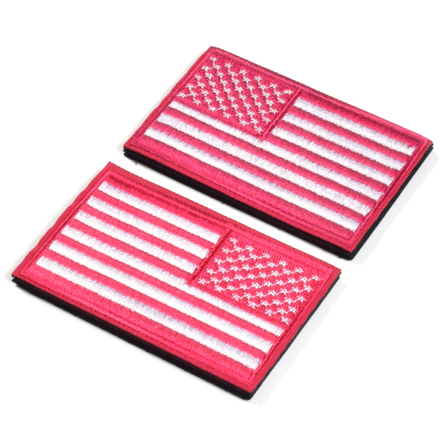 2 Pieces Tactical US American Flag Patch, Military USA United States of America Uniform Emblem Patches, Multitan-Reverse Pink
