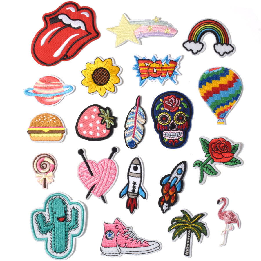 Embroidered Iron on Patches, Cute Sewing Applique for Clothes Dress, 20PCS