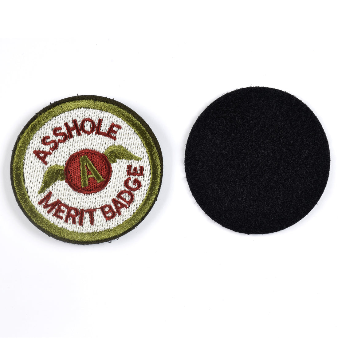 2 Pieces Asshole Merit Badge Morale Patch, Funny Tactical Military Morale Patch Hook & Loop, Green