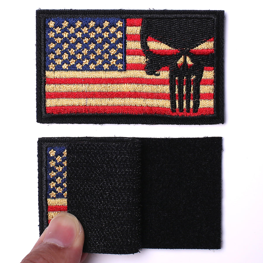 6 Pieces Dead Skull Don't Tread on Me USA American Flag Tactical Morale Hook & Loop Patch