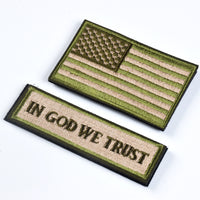 In God We Trust & USA American Flag Patches, Green