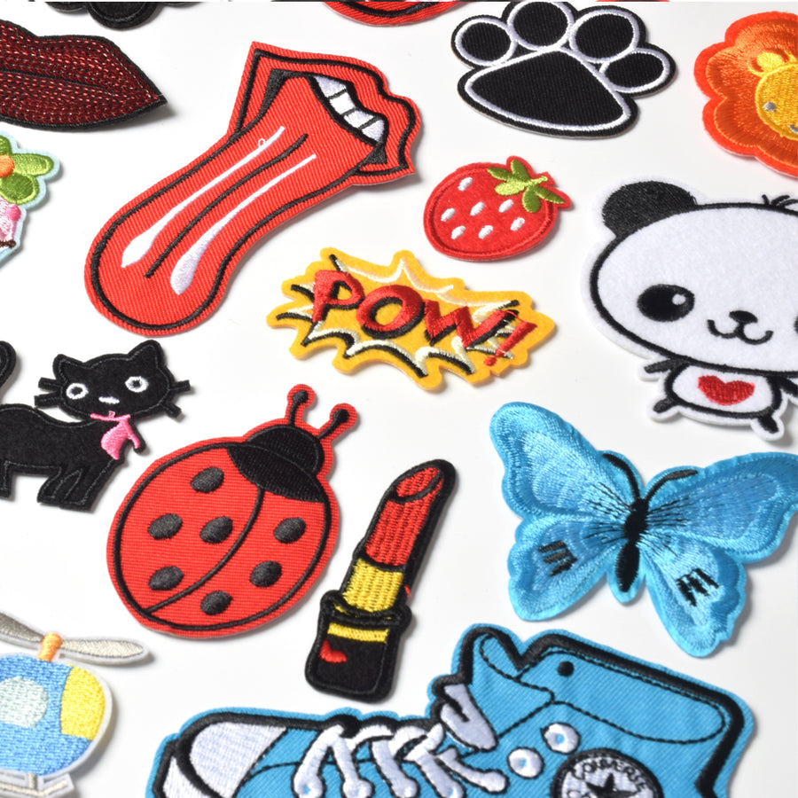 Embroidered Iron on Patches, Cute Sewing Applique for Jackets, Hats, Backpacks, Jeans, DIY Accessories, (24pcs)