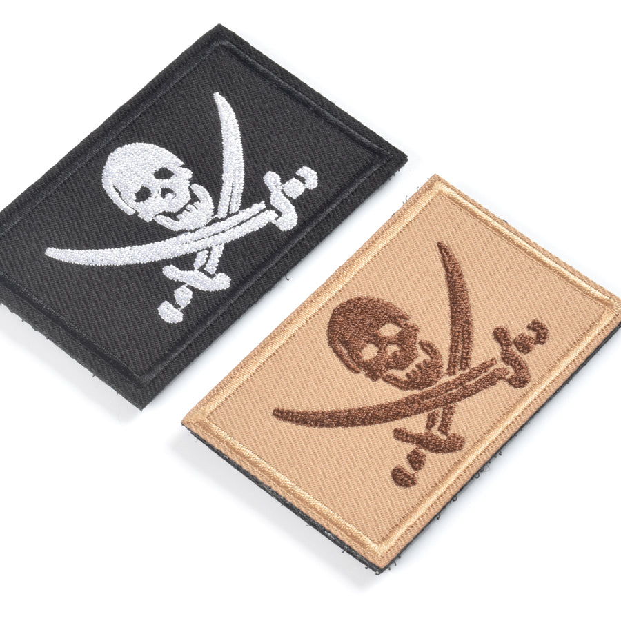 2 Pieces Pirate Skull & Cross Sword Flag Jolly Roger Tactical Morale Embroidery Patch Military for Tactical Gear