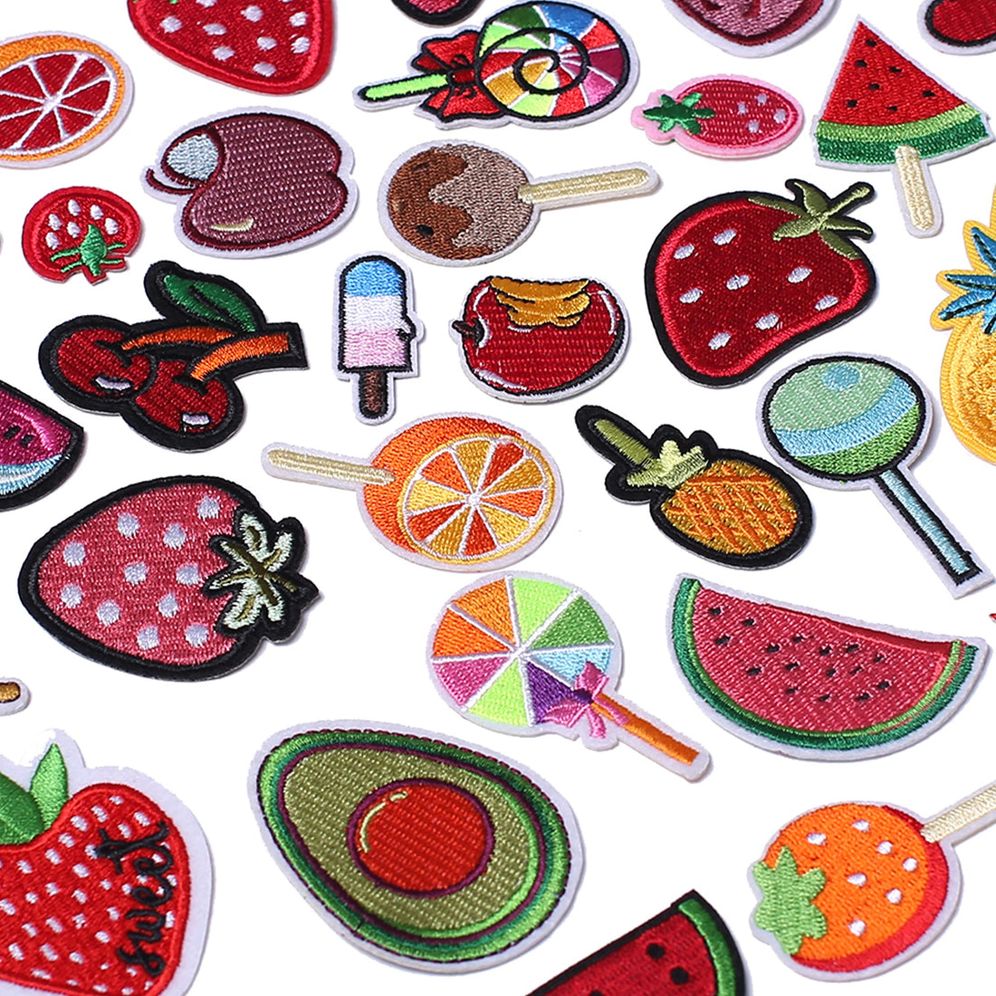 Set of 40 pcs Fruit Embroidered Iron on Patch for Clothes, Iron-on Patches / Sew-on Appliques Patches for Clothing, Jackets, Backpacks, Caps, Jeans