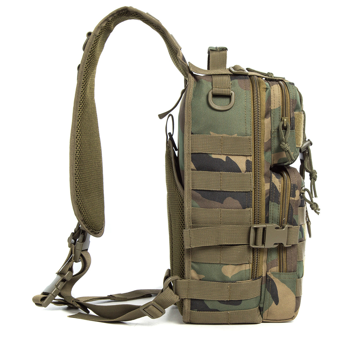 J.CARP Tactical EDC Sling Bag Pack, Military Rover Shoulder Molle Backpack, with USA Flag Patch, Jungle Camouflage